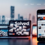 Image featuring multiple devices displaying the brand name "Solved," emphasizing mobile optimization and AI-driven landing page design for small businesses.