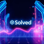 AI-powered marketing analytics visual representation with Solved logo and data trend graph.